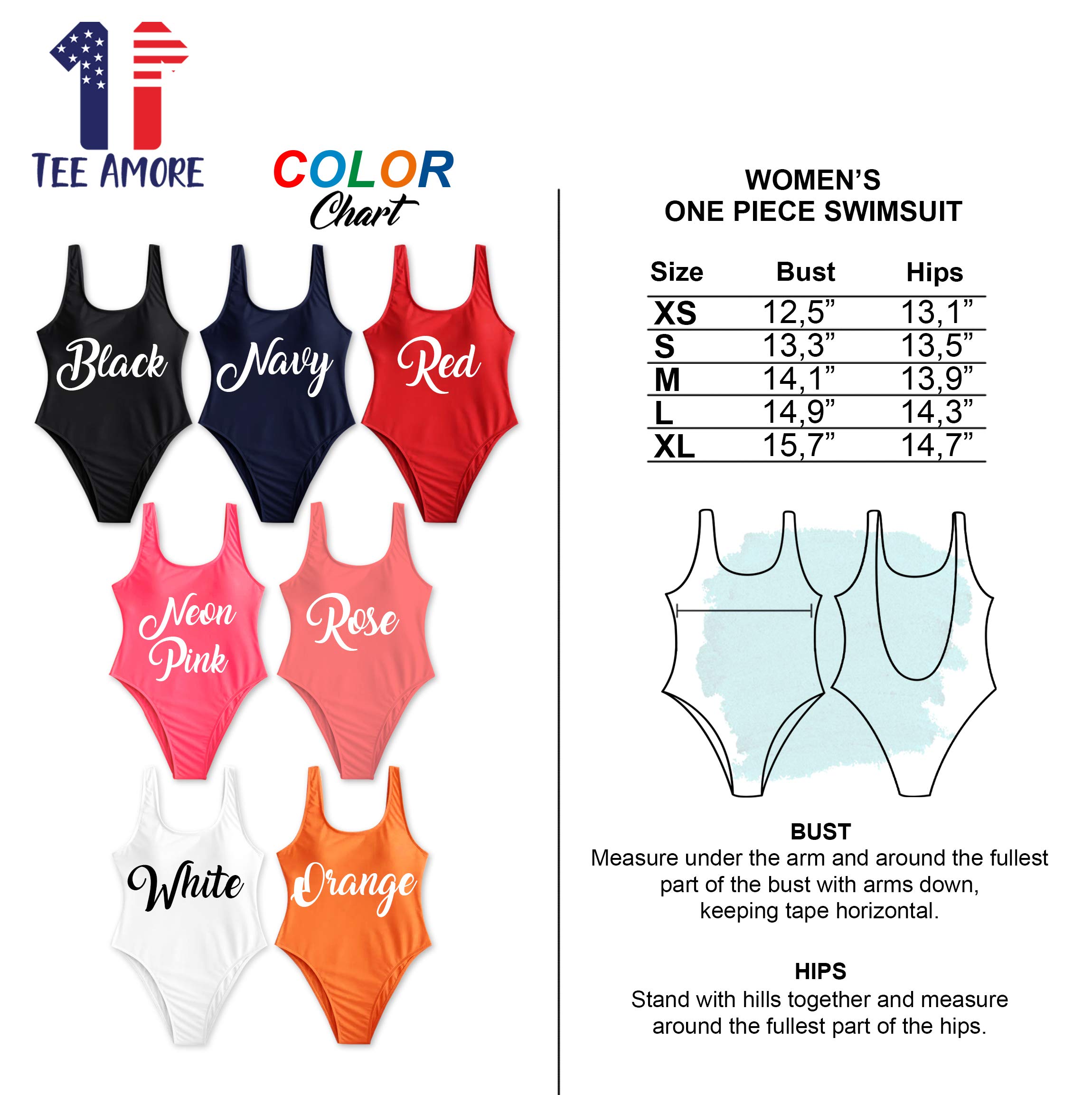 TEEAMORE High Leg One Piece Swimsuit for Bachelorette Party & Bridal Squad - Sexy Pool Party Bathing Suit for Women | Beach Vacation, Girls Trip, Summer Getaway