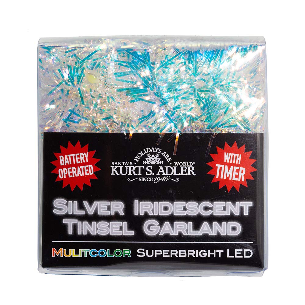 Kurt S. Adler BAT0306M Multi-Color LED String Lights - 24ft 100 Bulbs Waterproof Fairy Lights for Christmas, Party, Wedding, Bedroom, and Outdoor Decorations