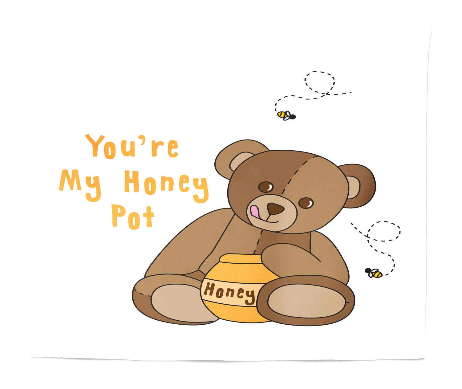 Ambesonne Honey Bee Tapestry King Size - 'You're My Honey Pot' Phrase with Cute Teddy Bear Design, 104