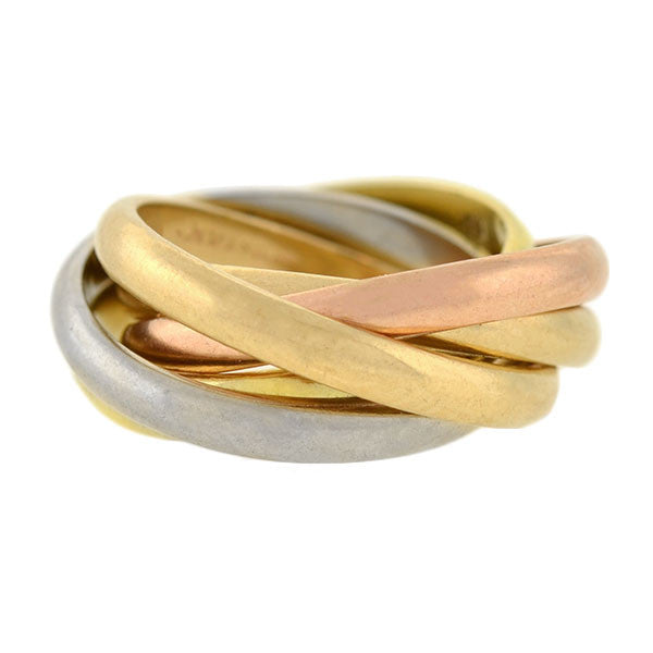 14kt Gold Mixed Metals 5 Band Roller Ring for Women - Adjustable Stackable Jewelry for Everyday Wear & Special Occasions