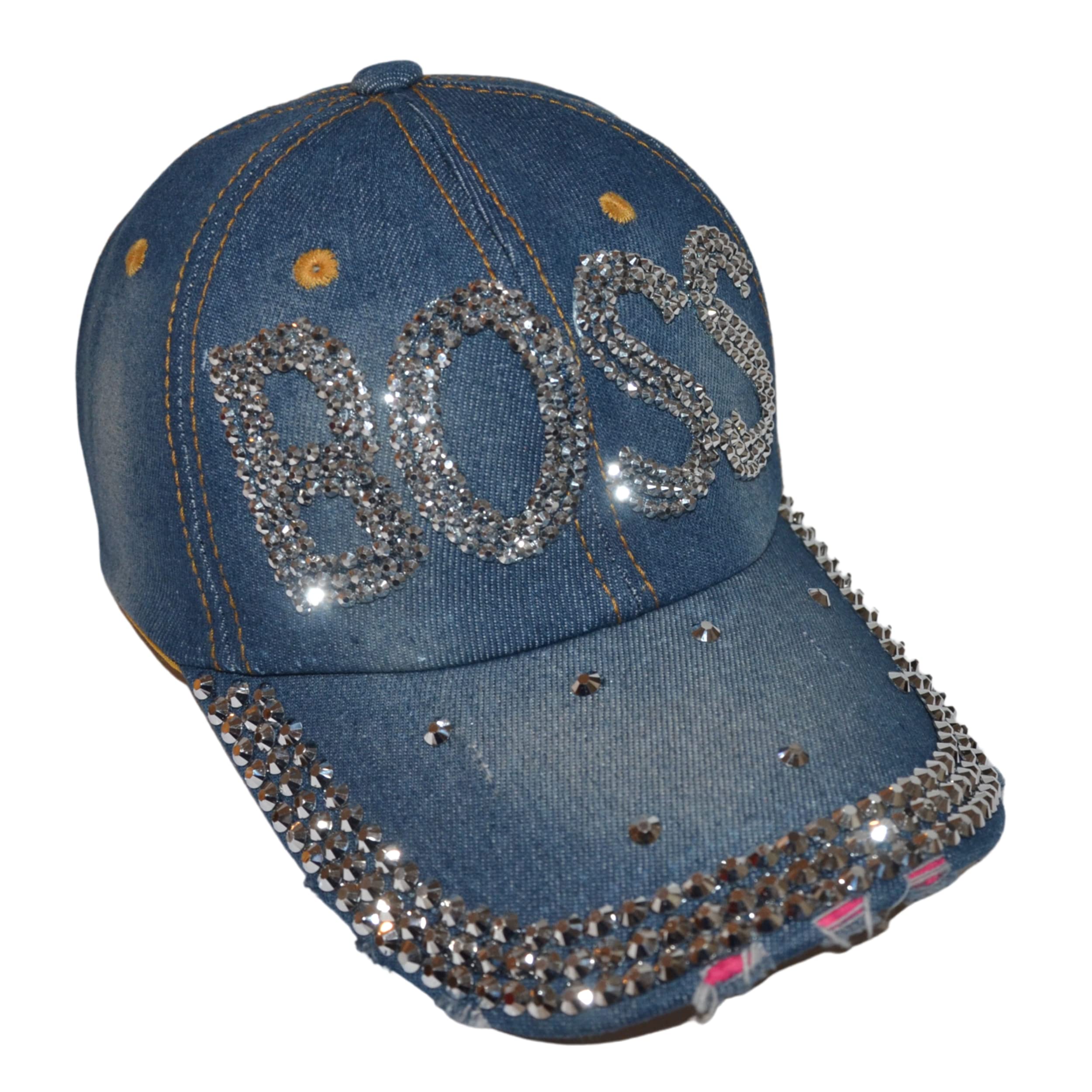 Stylish Popfizzy Bling Hats for Women - Rhinestone Baseball Caps & Bejeweled Distressed Denim Hats | Perfect Bling Gifts for Parties, Festivals & Everyday Fashion