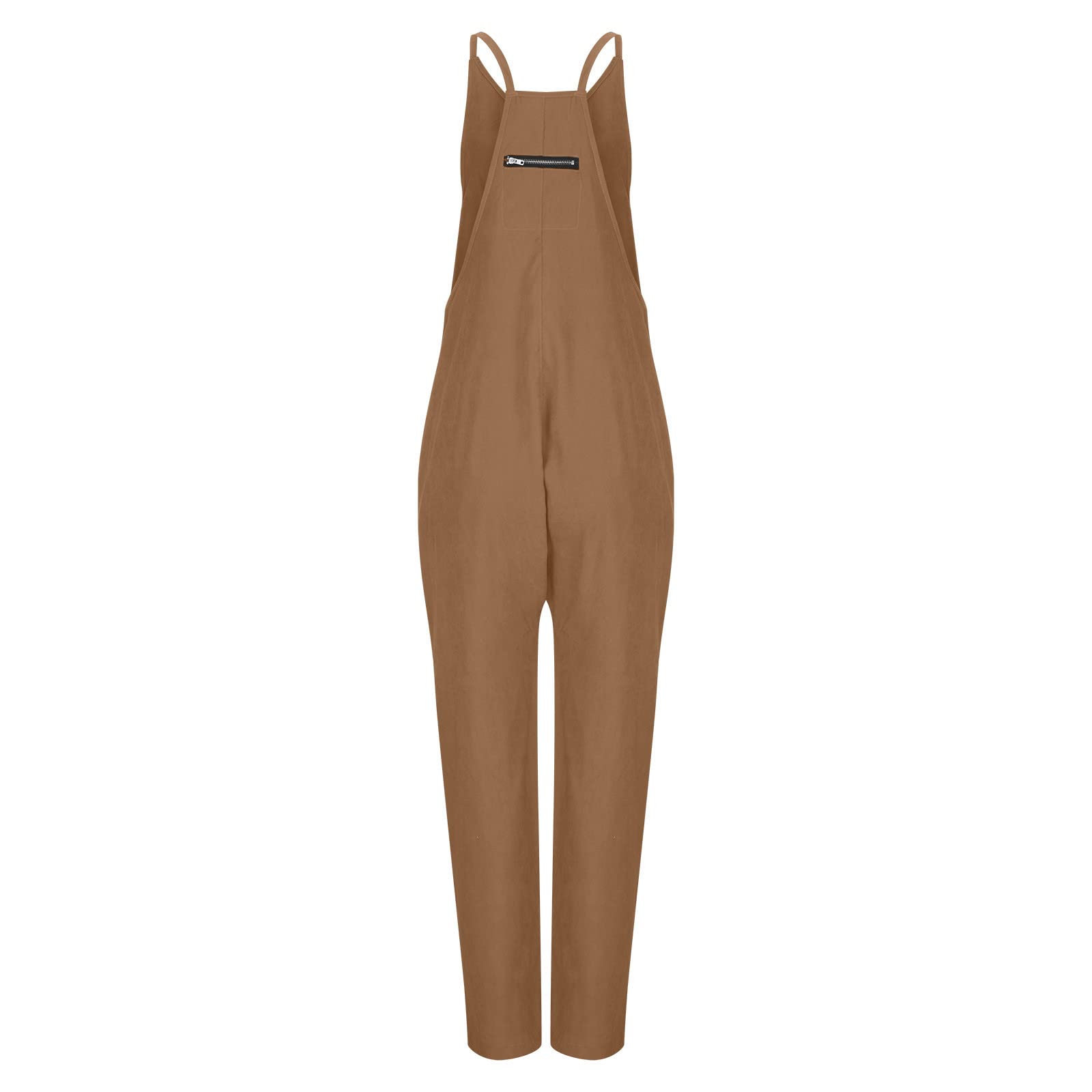 Women's Linen Dungarees - Elegant Sleeveless Jumpsuit with V-Neck & Spaghetti Straps | Baggy Overalls with Moon Print & Two Pockets | Summer Stretchy Long Pants for Petite Women | Perfect for Casual Outings, Beach Vacations & Boho Fashion