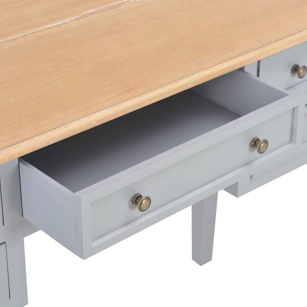 Gray Wooden Writing Desk with Storage Drawers - Solid MDF & Pinewood Construction, Spacious Work Surface for Home Office, Study or Dorm Room - Classic Timeless Design for Work, Study & Creative Projects