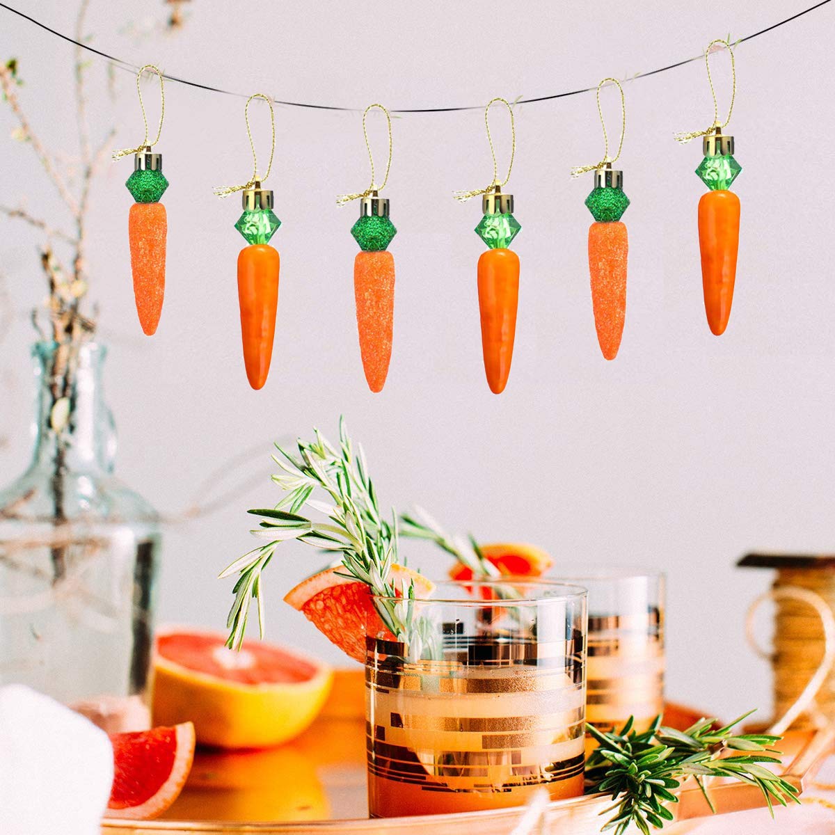 12 Pcs DIY Carrot Craft Ornaments - Easter Hanging Decorations for Home, Party & Gift - Perfect for Easter Egg Hunts, Spring Decor & Baby Showers