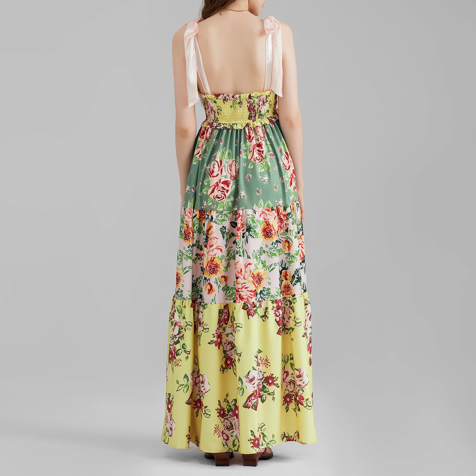 Women's Summer Casual Maxi Dress - Boho Sleeveless Flowy Long Dress with Tie-Up & Cutout Details | Perfect for Vacation, Beach, and Outdoor Events