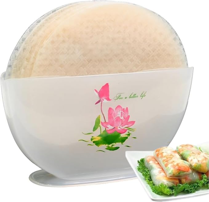 TANISA 10.2 Inch Rice Paper Water Bowl - Premium Spring Roll Holder for Vietnamese Summer Rolls, Egg Rolls & Fresh Rolls - BPA-Free Plastic Dipping Tray (Rice Paper Not Included) - Perfect for Asian Cooking, Party Appetizers & Home Meal Prep