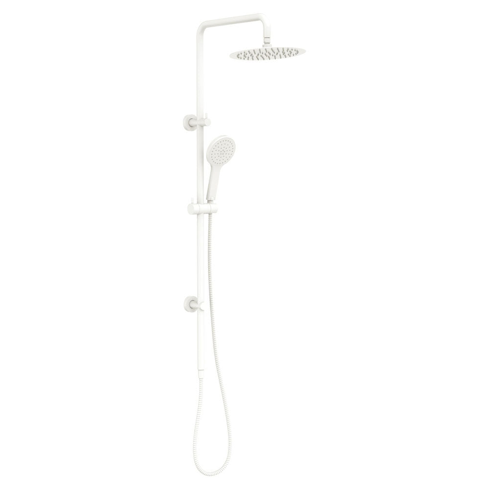 Fienza 455109MW Kaya Twin Shower Head in Matte White - High Pressure Rainfall & Handheld Combo for Luxurious Spa Experience at Home