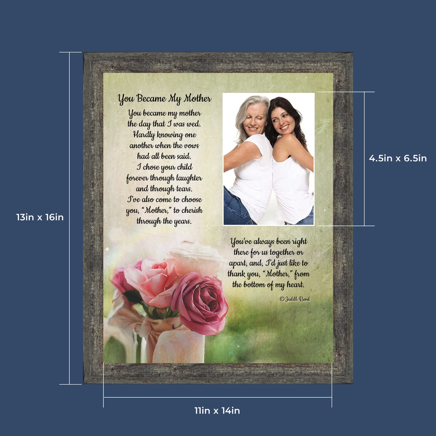 Crossroads Home Décor Gifts for Mother-in-Law - Thoughtful Daughter-in-Law Present with 'You Became My Mother' Engraving (5002BW) - Perfect for Holidays, Birthdays & Special Family Occasions