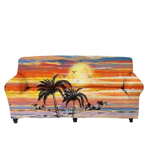 Hawaiian Palm Orange Sky Beach