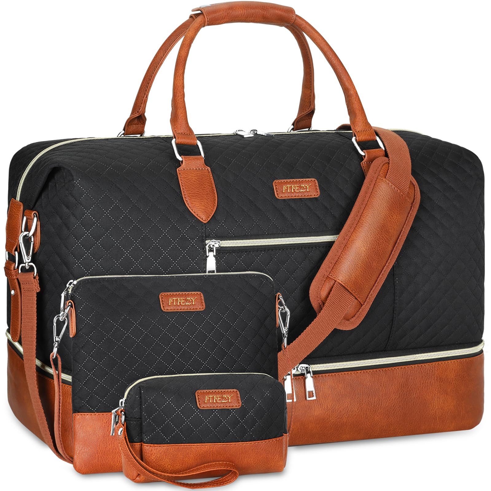 Stylish Women's Weekender Bag - Large Nylon Travel Duffel with Shoe Compartment | Perfect Carry-On Overnight Bag for Weekend Getaways, Gym Trips & Business Travel