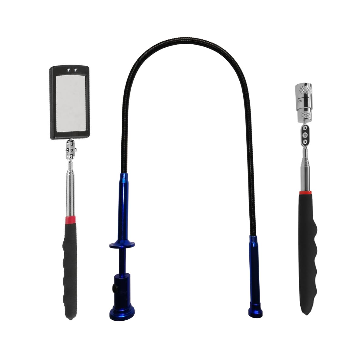 LED Light Claw Type Flexible Picker & Telescopic Inspection Mirror - Essential Household Tool Set for Home Repairs, Car Maintenance, and Hard-to-Reach Areas