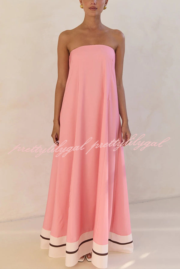 Sexy Tube Top Back Zipper Loose Maxi Dress with Unique Print - Summer Beach Party, Vacation, Date Night Outfit