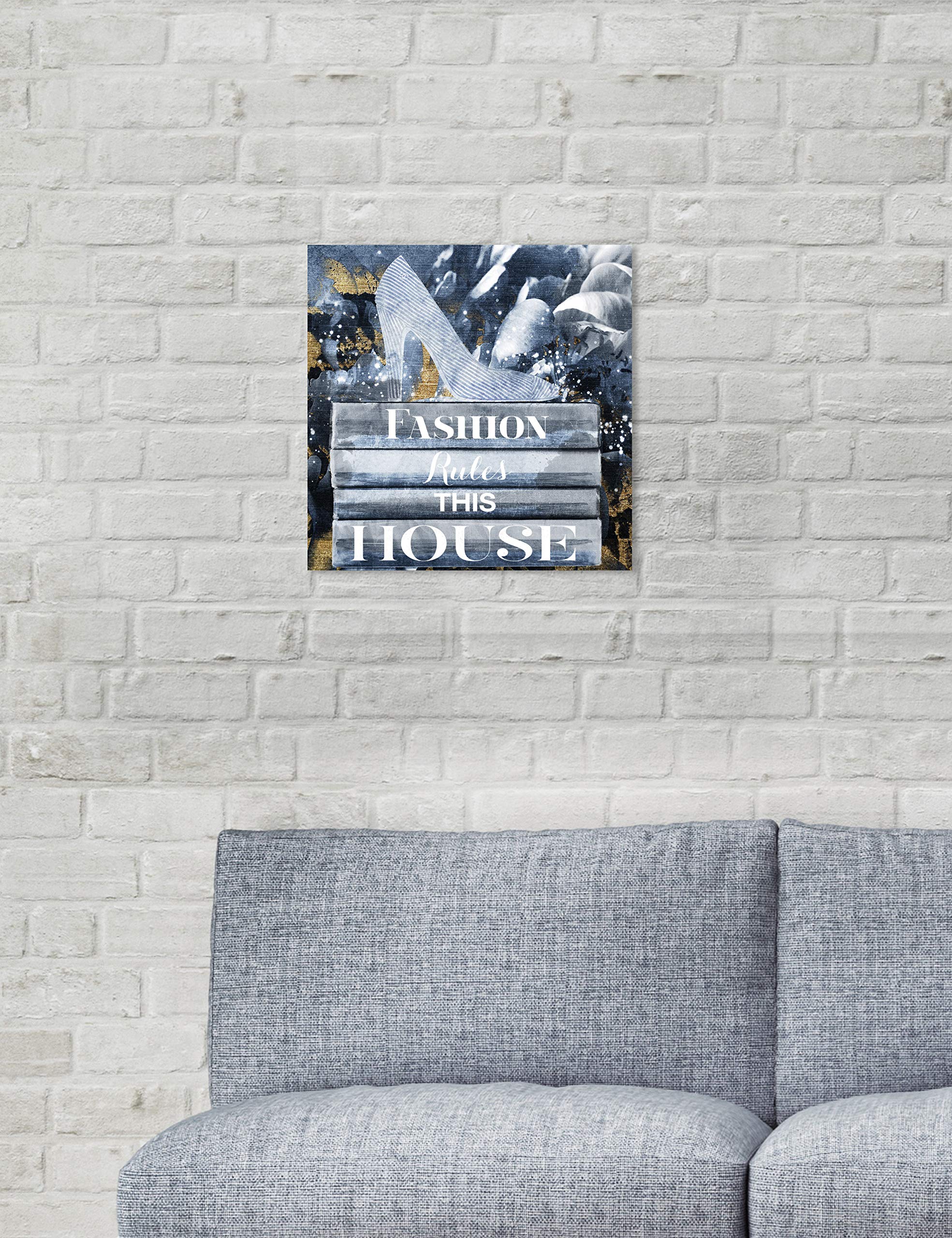 Oliver Gal Artist Co. 'Fashion Rules' Glam Wall Art Canvas Print - 12x12 Inches Gray & Gold Home Decor - Perfect for Living Room, Bedroom & Office Wall Decor