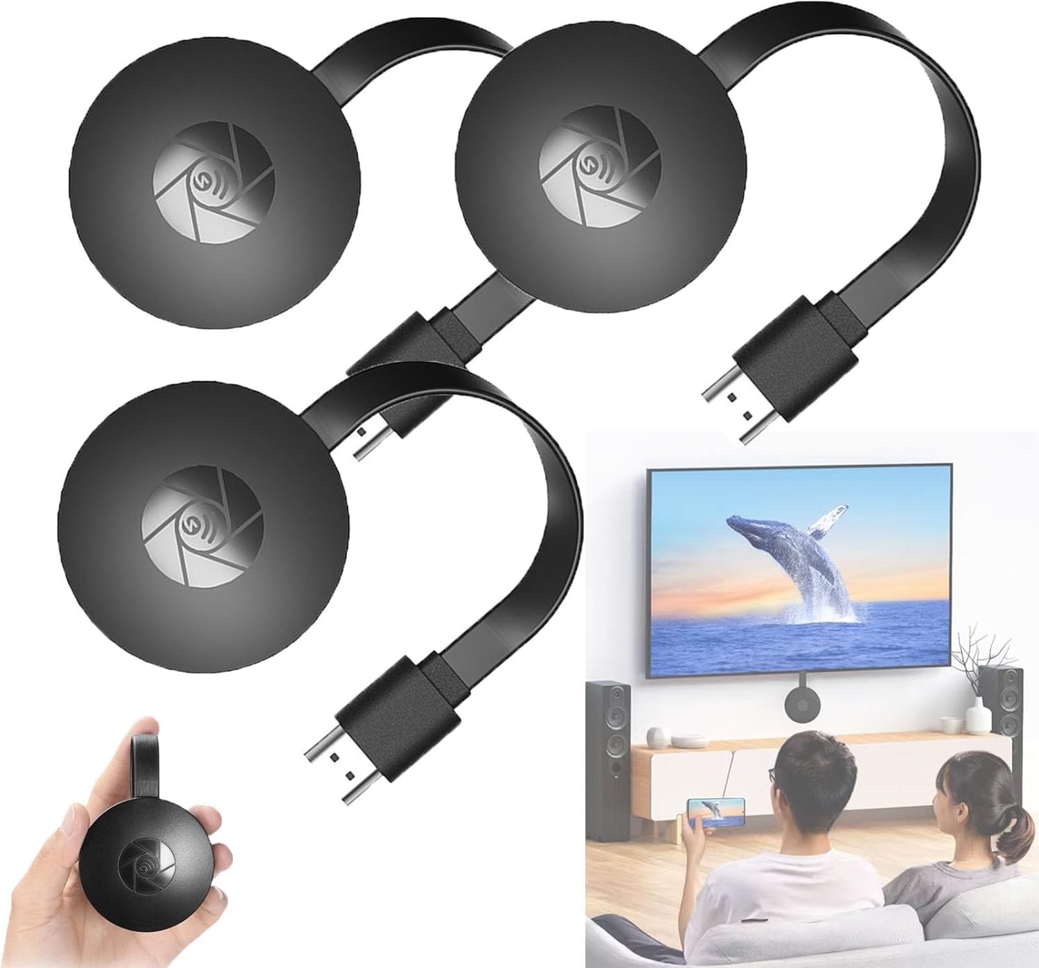 JHDZ Wireless Display Adapter 4K - 1080p HD Streaming Device for TV, Wireless Screen Projector & Media Player with Casting Function | Perfect for Home Theater, Office Presentations & Gaming