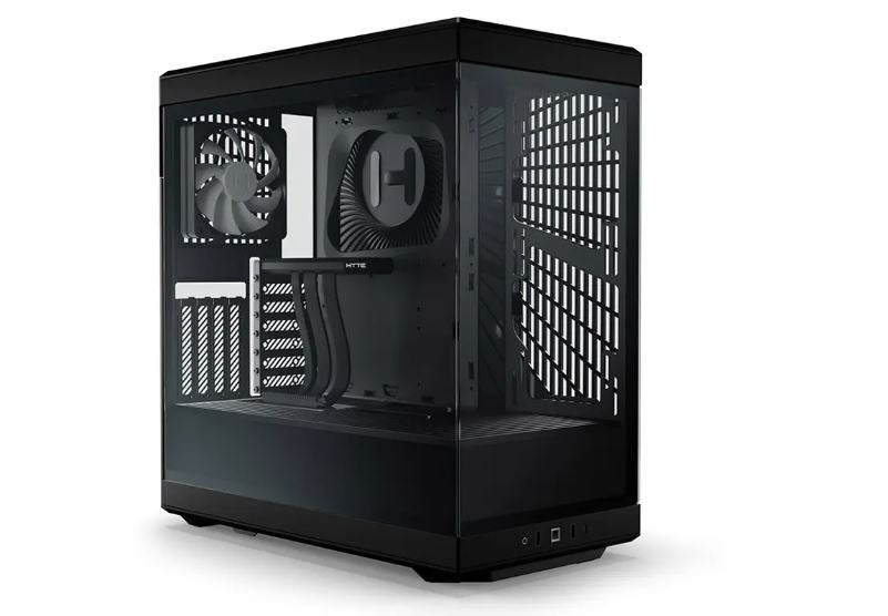 HYTE Y40 Black ATX Mid Tower PC Case - 2-Piece Panoramic Glass Panels, PCIe 4.0 Riser Cable Included - Premium Gaming Computer Case for High-End Builds & RGB Setup