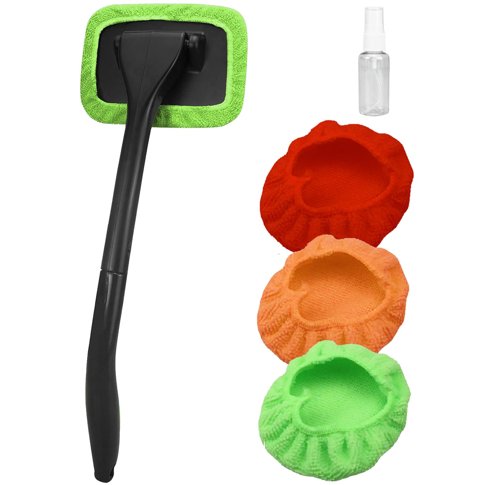 ZYNQACC Car Windshield Cleaner Kit - Universal Window Cleaning Tool with 4 Microfiber Cloths & 30ML Spray Bottle for Cars, Trucks, SUVs - Perfect for Streak-Free Glass Cleaning at Home or On-the-Go