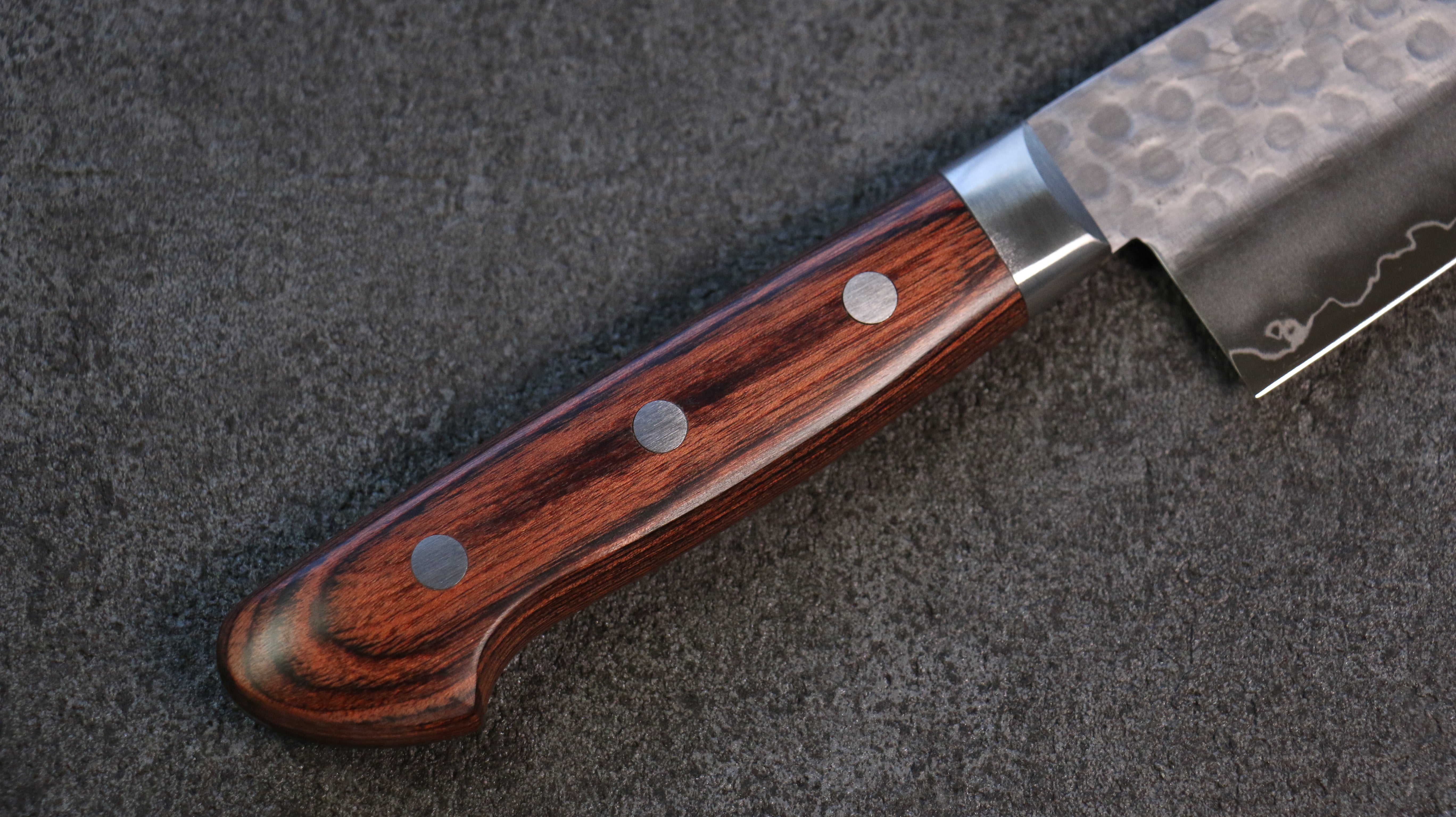 Premium Seisuke Swedish Steel Hammered Santoku Knife 165mm - Mahogany Handle - Professional Chef Knife for Slicing, Dicing, and Chopping Vegetables, Meat, and Fish - Ideal for Home Cooks and Professional Kitchens