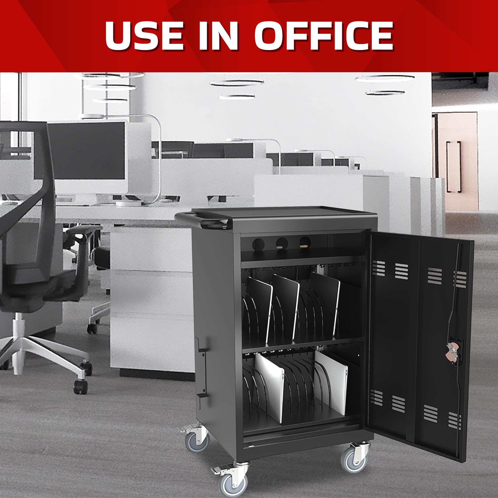 32-Port Mobile Charging Station with Lockable Wheels - 16
