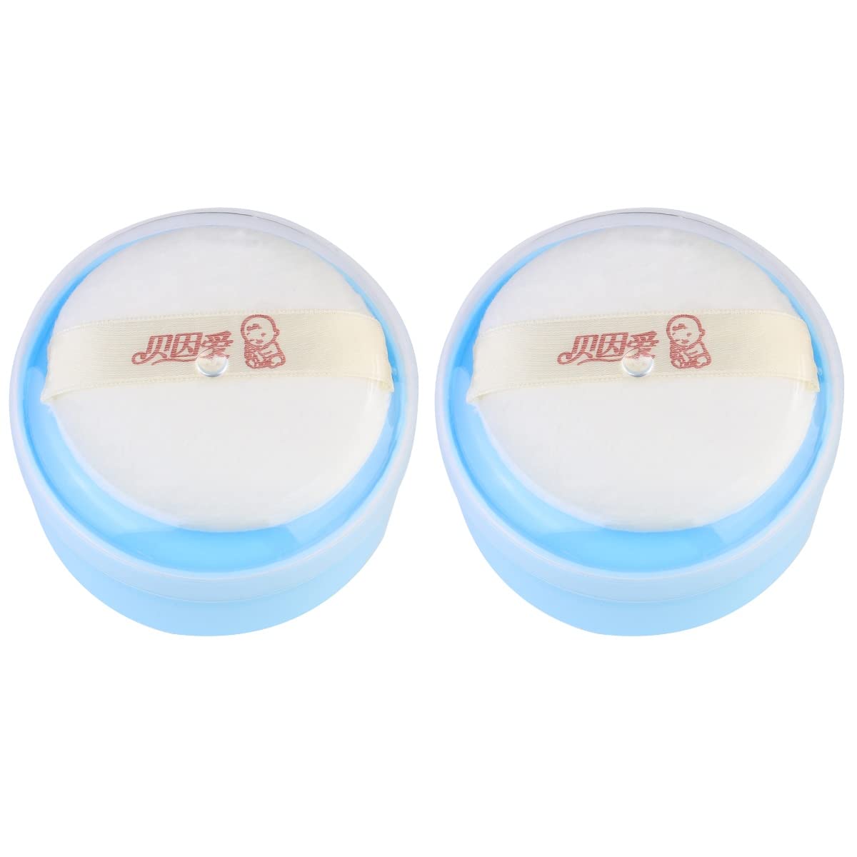 OSALADI Blue Baby Powder Container with Puff - Travel Size Portable Body Powder Box for Infants, 2 Pack | Talcum Storage with Hand Holder for Face & Body Loose Powder | Perfect for Diaper Bags, Gym, Travel & On-the-Go Use