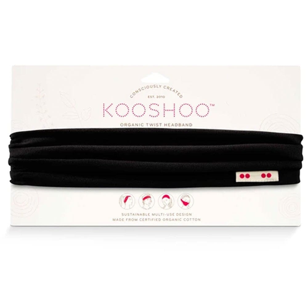 Kooshoo Organic Cotton Twist Headband - Raven Black | Yoga, Workout & Everyday Hair Accessory for Women
