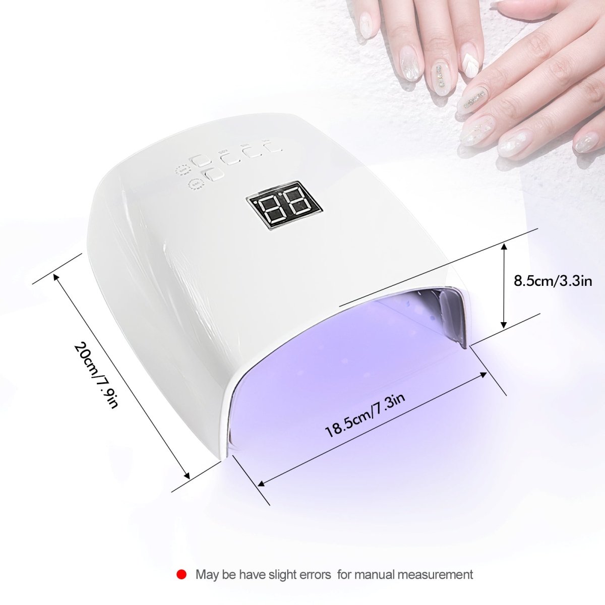 48W LED Nail Lamp A8 - Professional UV/LED Gel Nail Dryer for Salon & Home Manicure - Fast Curing for Gel Polish, Acrylic Nails & Nail Art - Perfect for DIY Nail Care & Professional Use