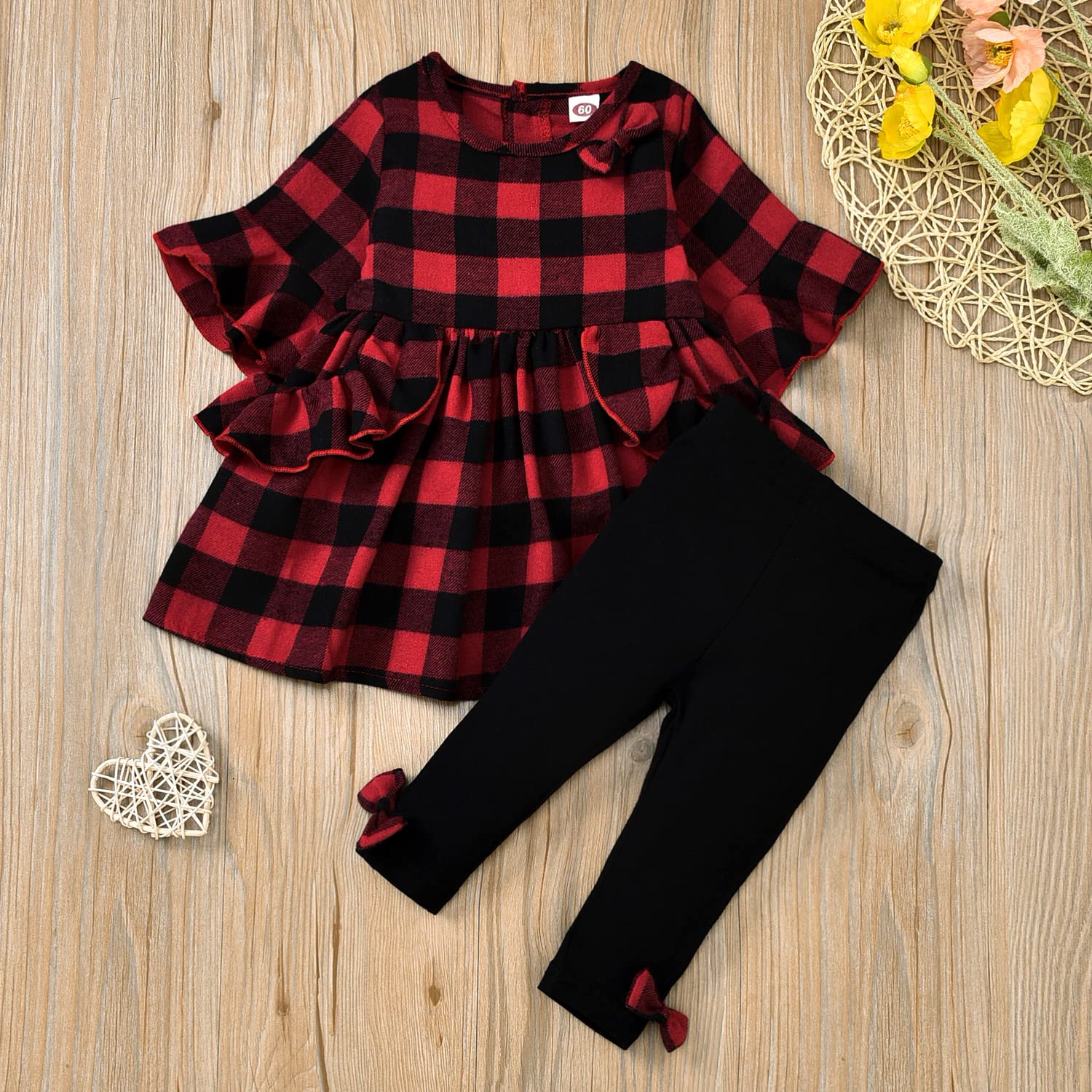 Adorable Baby Girl Outfits - Ruffle Sleeve Tops & Matching Pants 2-Piece Set | Soft Cotton Infant Clothes for Playdates, Photos & Special Occasions