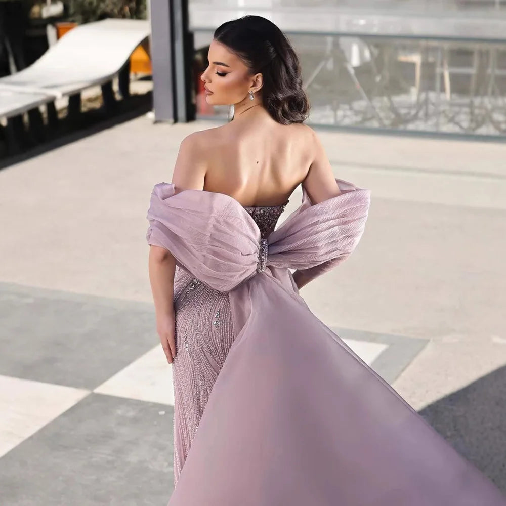 Luxury Designer Pink Mermaid Evening Dress with Big Bow LA73061 - Elegant Formal Gown for Prom, Wedding, Gala & Special Occasions