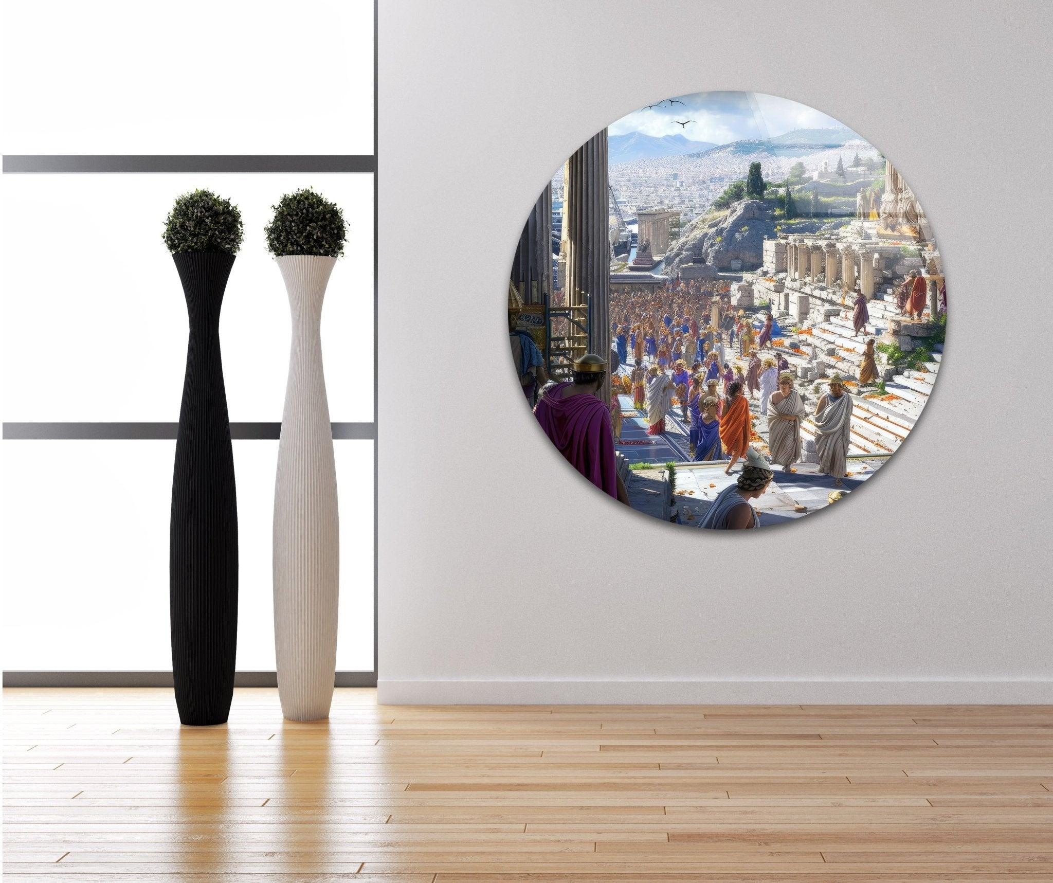 Ancient Rome City Glass Wall Art - Stunning Roman Architecture Decor for Home & Office - Perfect for Living Room, Bedroom, or Office Decor
