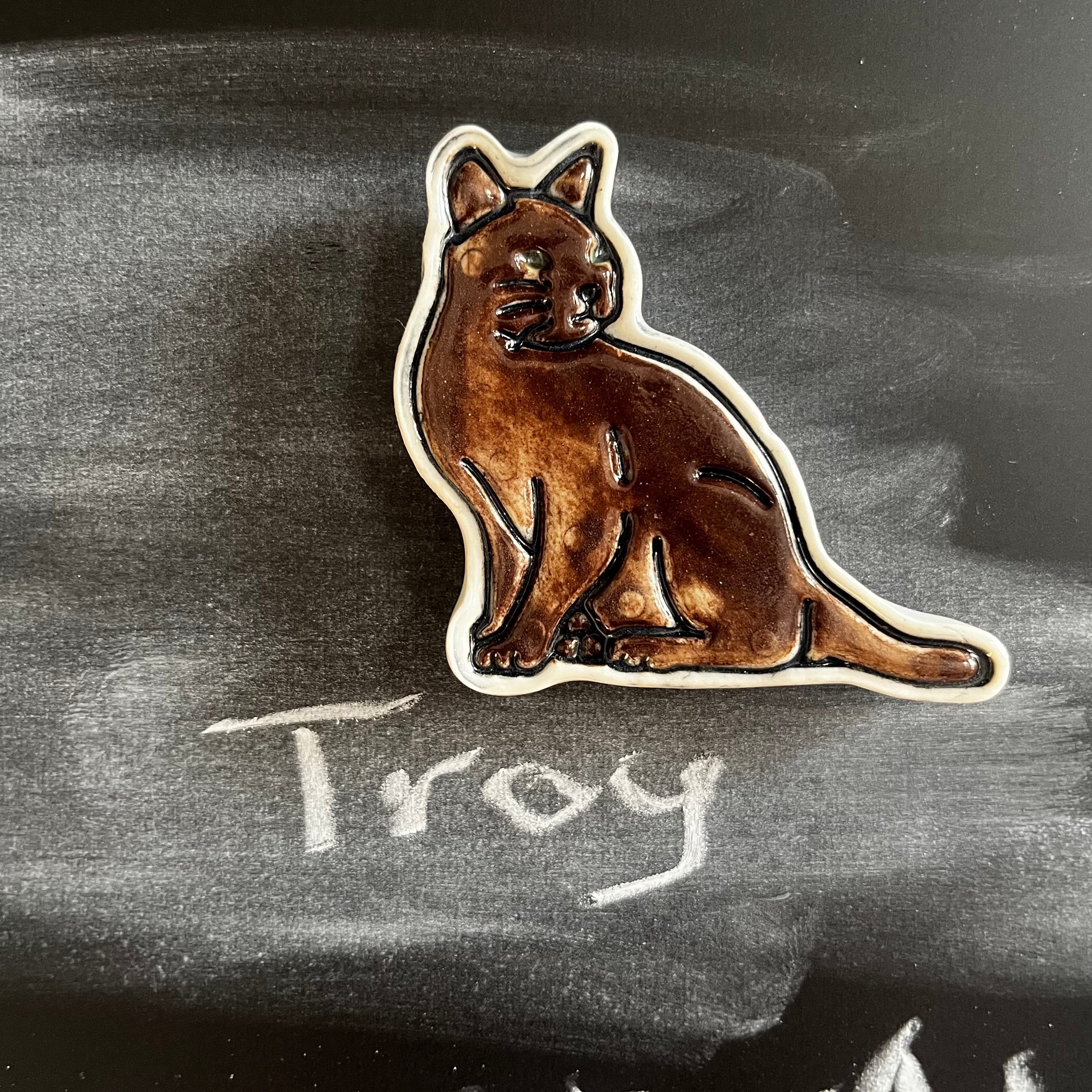 Auburn Clay Barn Troy Cat Magnet - Handmade Ceramic Fridge Magnet for Auburn University Fans, Gifts & Home Decor