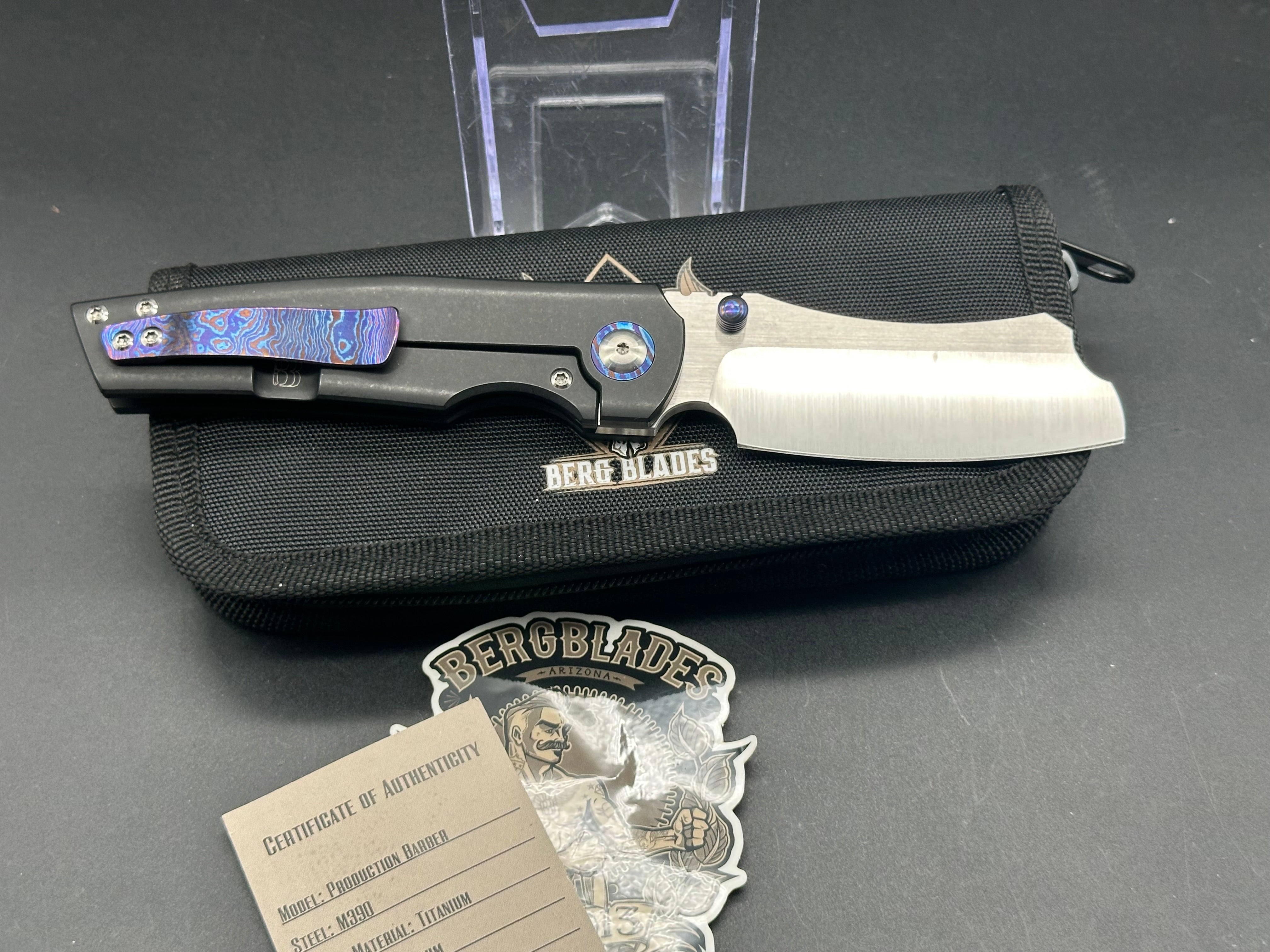 Premium Berg Barber M390 Folding Knife with Zirconium Scales, Thumb Studs & Back Spacer - Limited Edition 41/50 - EDC, Outdoor Survival & Collectors Knife
