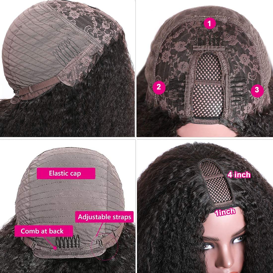 Beauty Forever U Part Human Hair Wig - 10A Grade Brazilian Virgin Hair, 150% Density, 20 Inch Curly Clip-In Wig for Black Women | Glueless, No Leave Out, Natural Color | Perfect for Daily Wear, Parties & Special Occasions