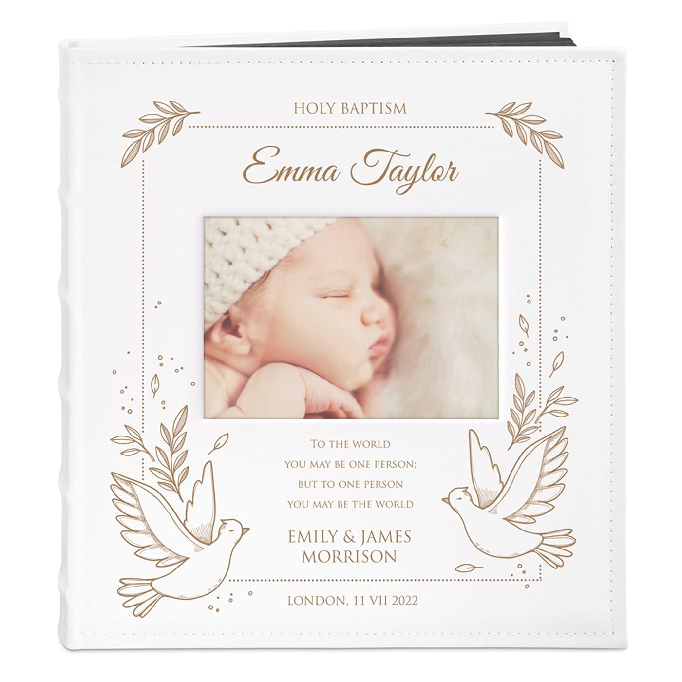 Engravable White Cover Photo Album for Kids - Personalized Birthday Gift & Memory Scrapbook with Picture Frame - Perfect for Children's Keepsakes, Baby Shower Gifts & Family Photo Preservation