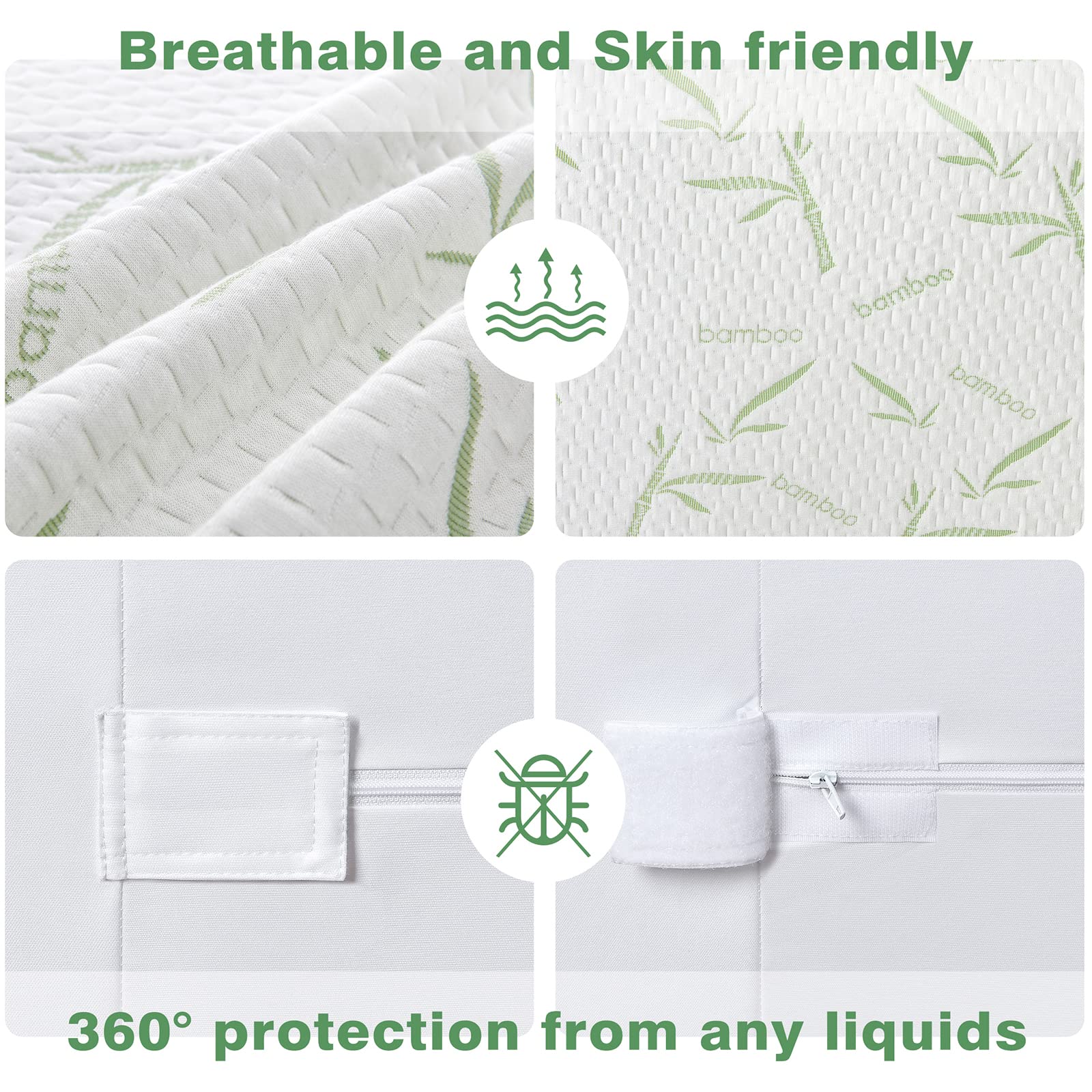 Parkdeny Full Mattress Protector - Waterproof & Cooling Bamboo Rayon Cover with 3D Air Fabric | Breathable, Noiseless, Washable | Fits 5-13