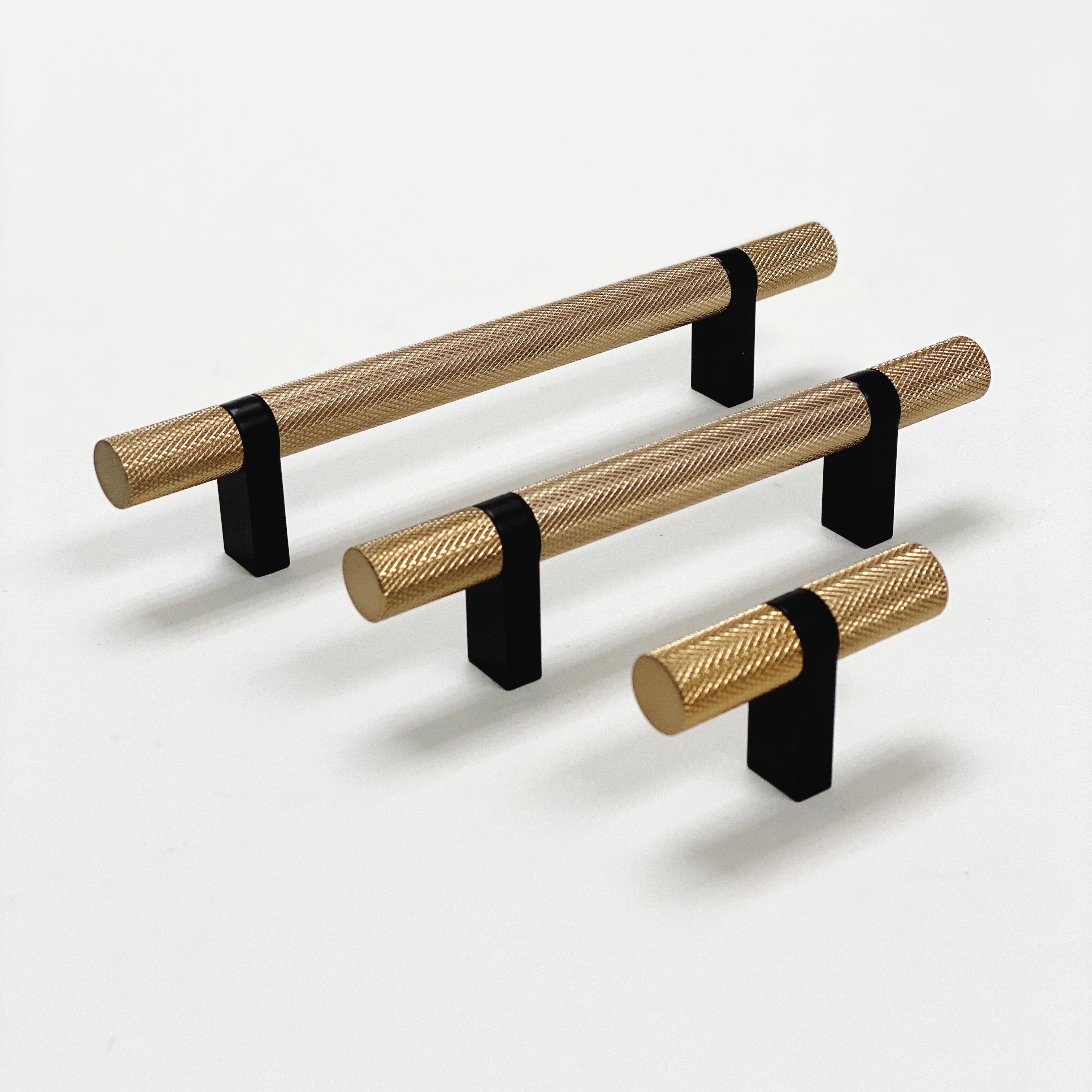 Knurled Select T Bar Champagne Bronze & Matte Black Cabinet Knobs and Pulls - Perfect for Kitchen, Bathroom, and Furniture Upgrades