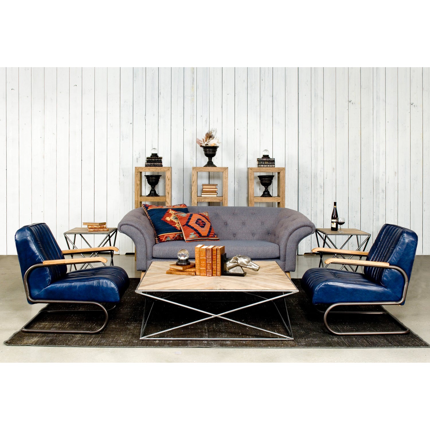 Bel Air Arm Chair Blue | Sarreid 29515 | Modern Accent Chair for Living Room, Bedroom & Office | Comfortable Upholstered Lounge Chair with Stylish Design