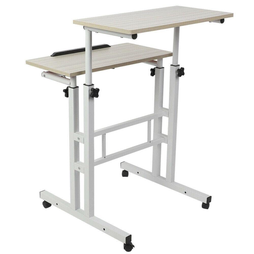 60cm Adjustable Height Standing Desk with Wheels - Portable Laptop Computer Desk for Home Office, Gaming & Workspace - Ergonomic Rolling Workstation for Better Posture & Productivity