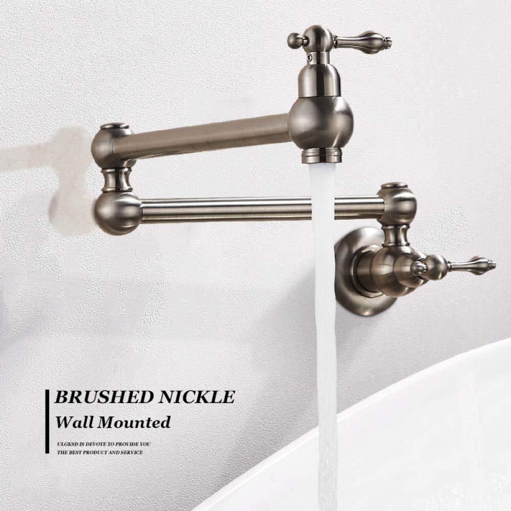 Wall Mount Dual Handle Kitchen Faucet with 360° Rotating Swivel Spout - Single Cold Water Mixer Tap for Sink | Perfect for Small Kitchens & RVs