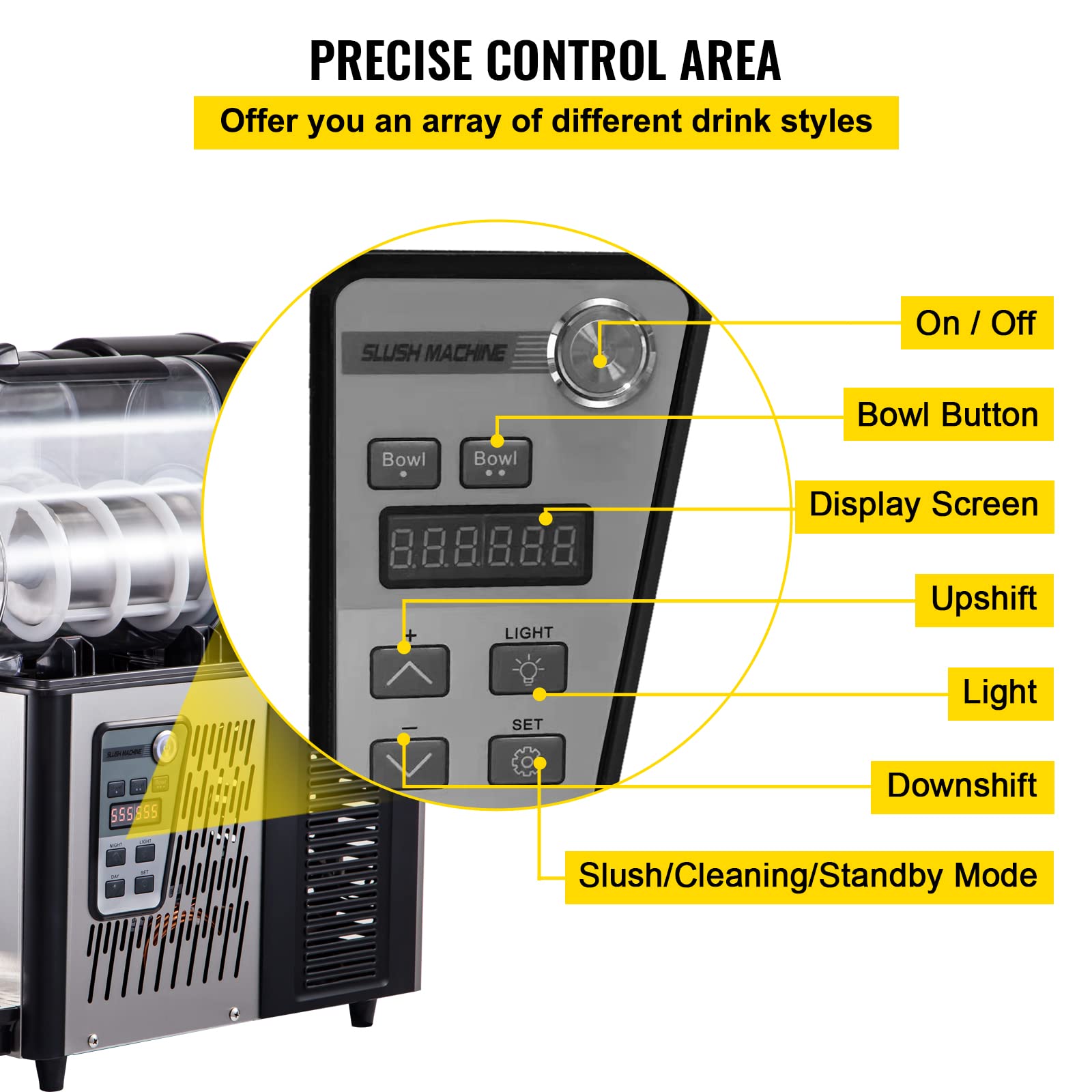 VEVOR 3Lx2Tank Commercial Slushy Machine - 370W Frozen Drink Maker for Home, Cafes & Restaurants | Automatic Cleaning | Perfect for Parties, Events & Business Use