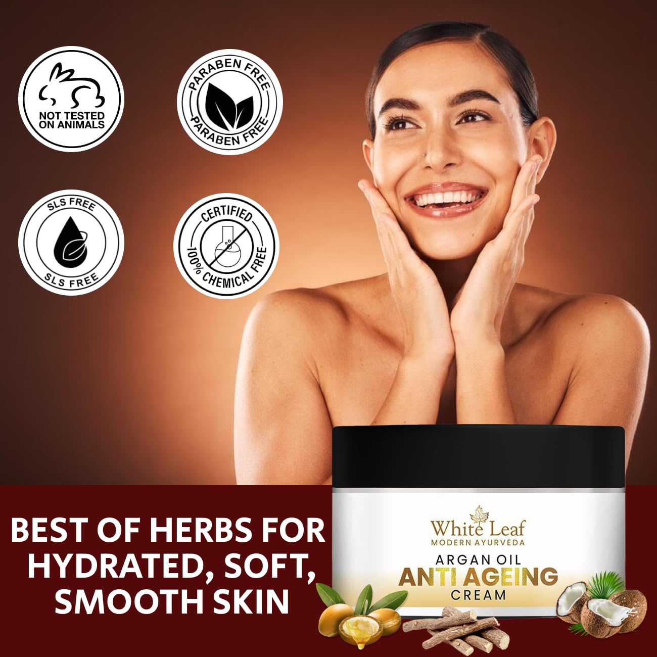 White Leaf Anti-Aging Face Cream 50g with Jojoba & Argan Oil - Day & Night Moisturizer for Men & Women, Reduces Wrinkles & Fine Lines | Perfect for Daily Skincare Routine & Travel