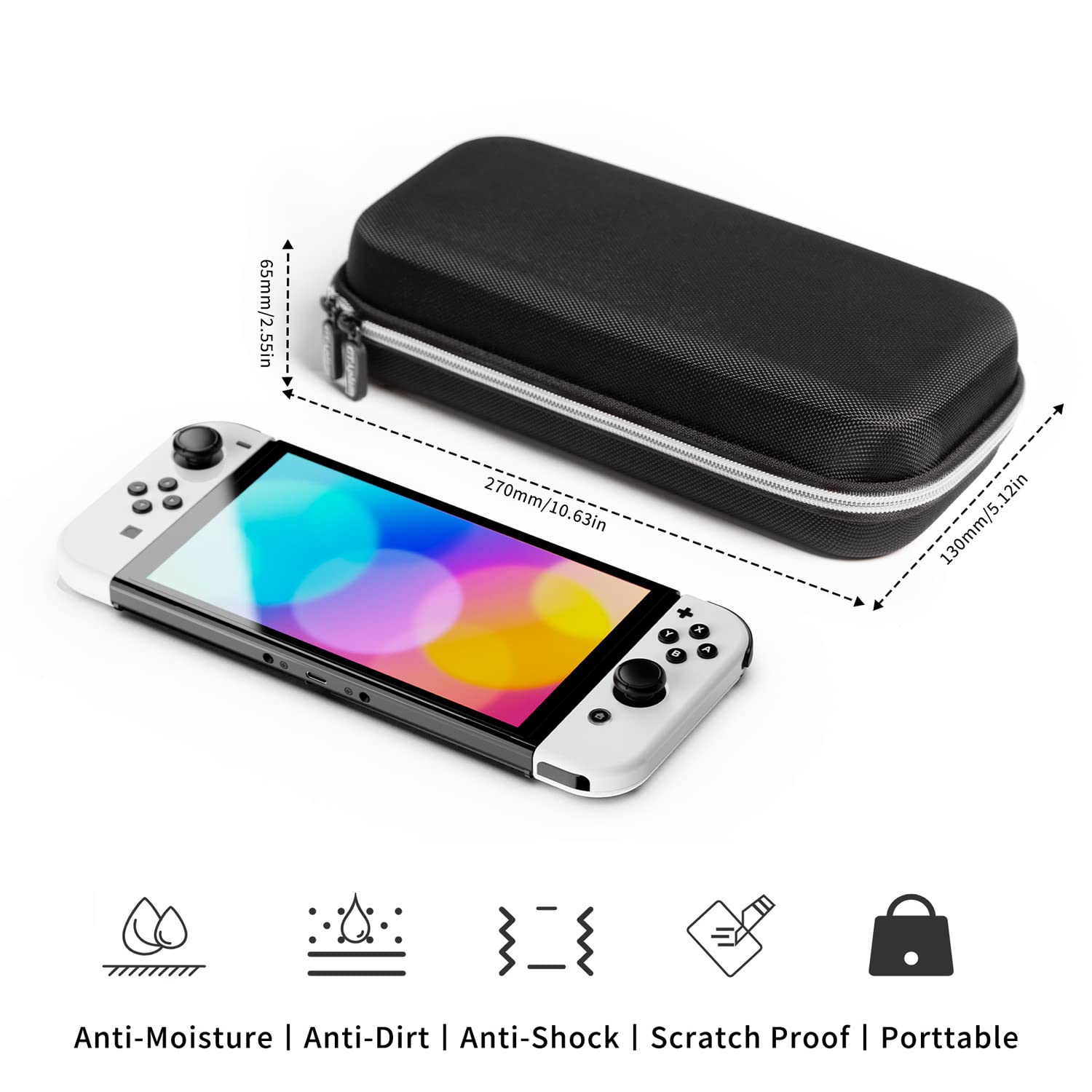 Premium Nintendo Switch OLED Model 2021 Accessories Kit - 14-in-1 Bundle with Protective Case, Clear Cover, Screen Protector, Joy-Con Silicone Skins, Thumb Grips & USB Cable | Perfect for Gaming On-The-Go, Travel Protection & Enhanced Console Care