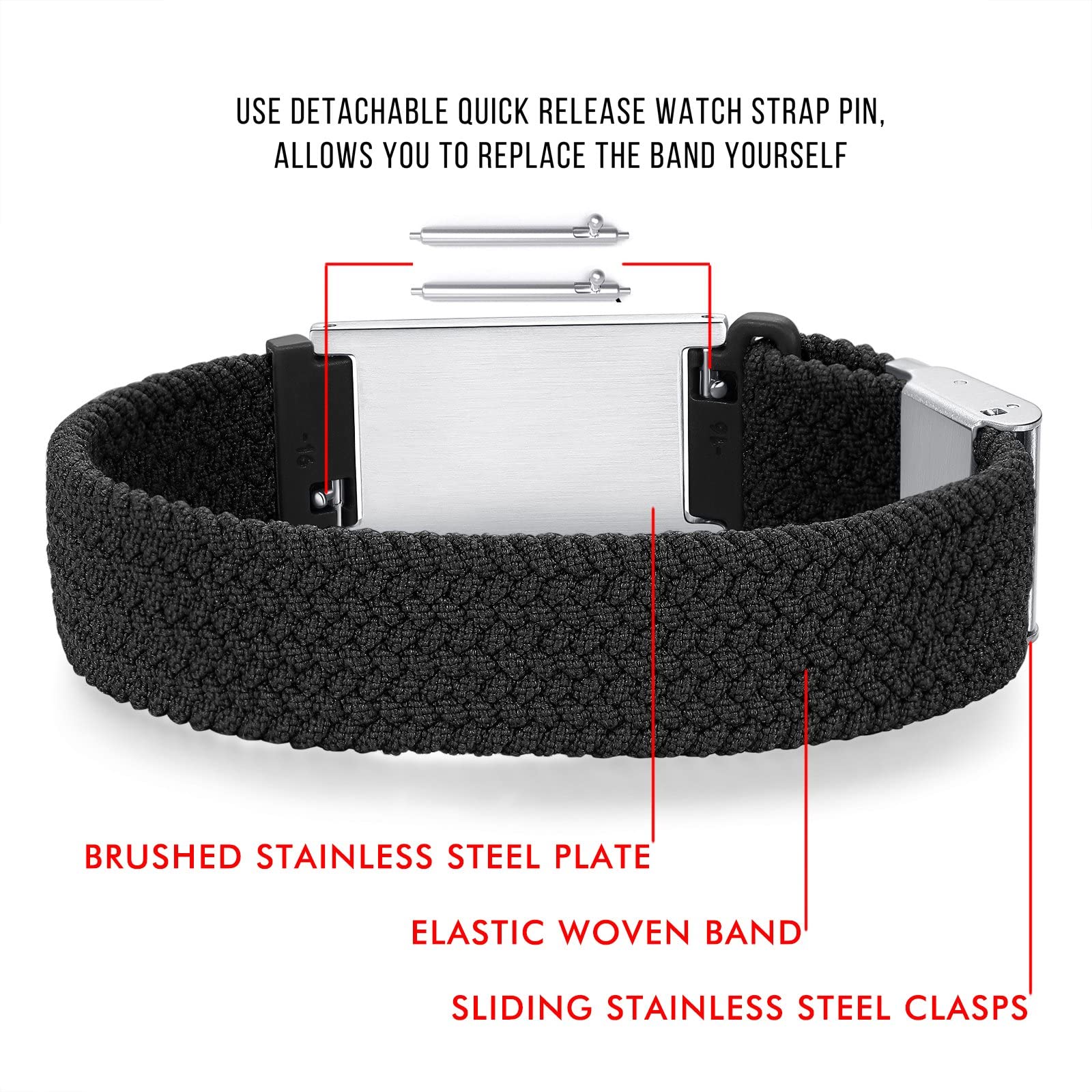 Adjustable Medical Alert Bracelet for Men & Women - Elastic Strap ID Bracelet for Allergies, Diabetes, Epilepsy & Blood Thinners - Perfect for Emergency Health Identification & Daily Wear