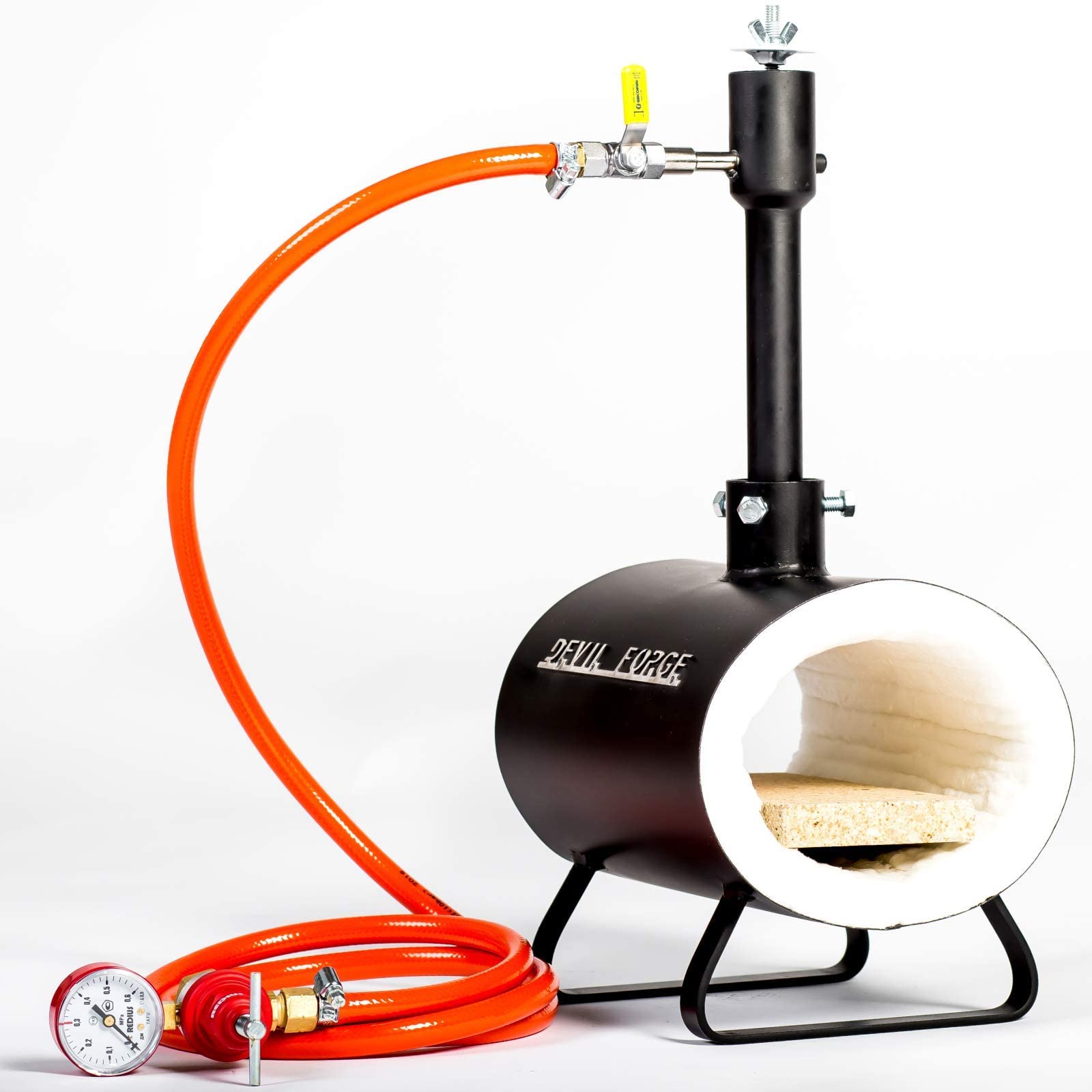 DEVIL-FORGE Propane Gas Forge DFSW - 80,000 BTU Single Burner with Gas Ball Valve & Air Choke - Professional Blacksmithing & Knife Making Tool - Reaches 2500°F/1370°C - Perfect for Farriers, Metalworking, and DIY Forging Projects