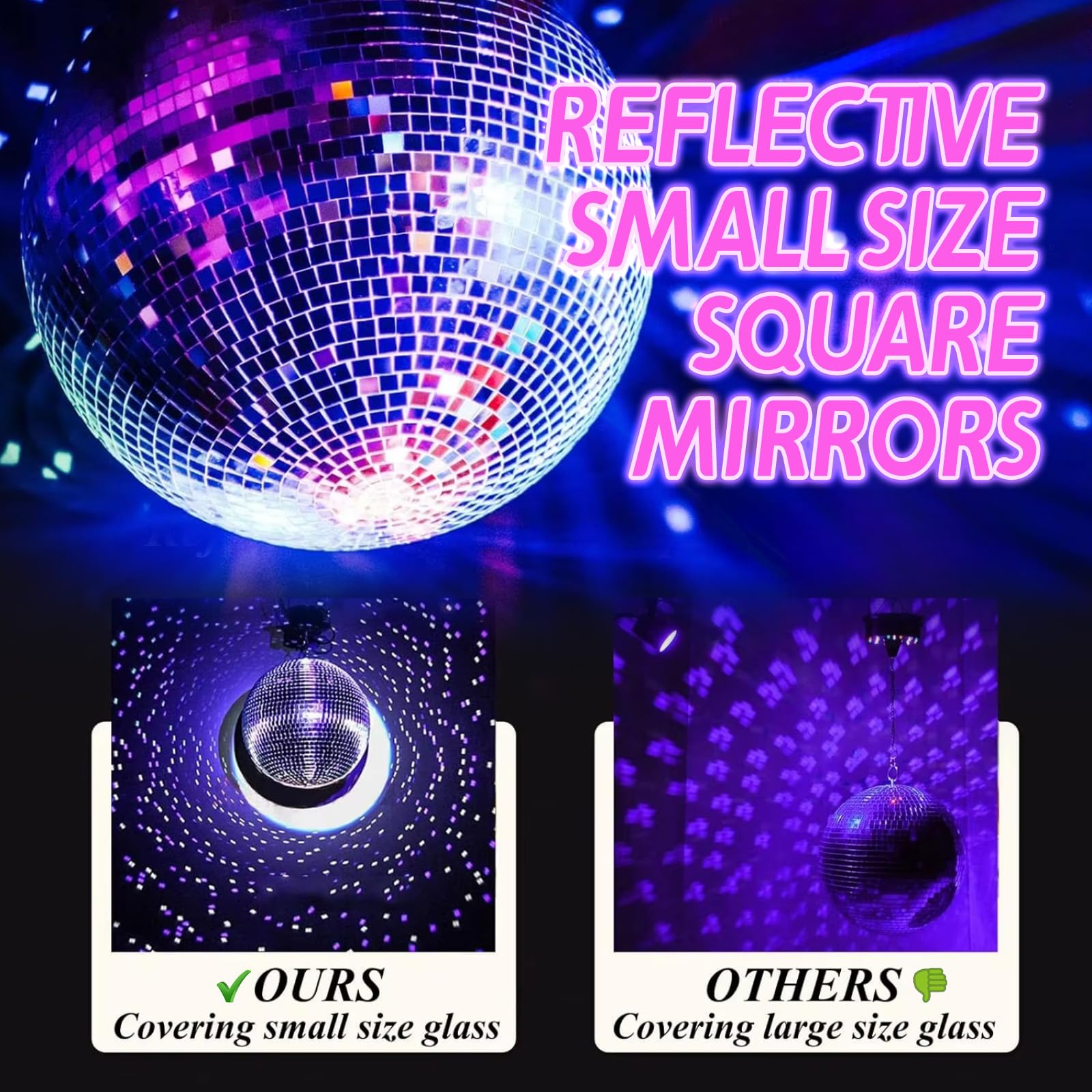 5 Inch Mirror Disco Ball Light - 360° Rotating Party Lights with Diffuser for Christmas, Birthday & Halloween Decorations | Perfect for Indoor Parties, Nightclubs & Home Disco Dance Nights
