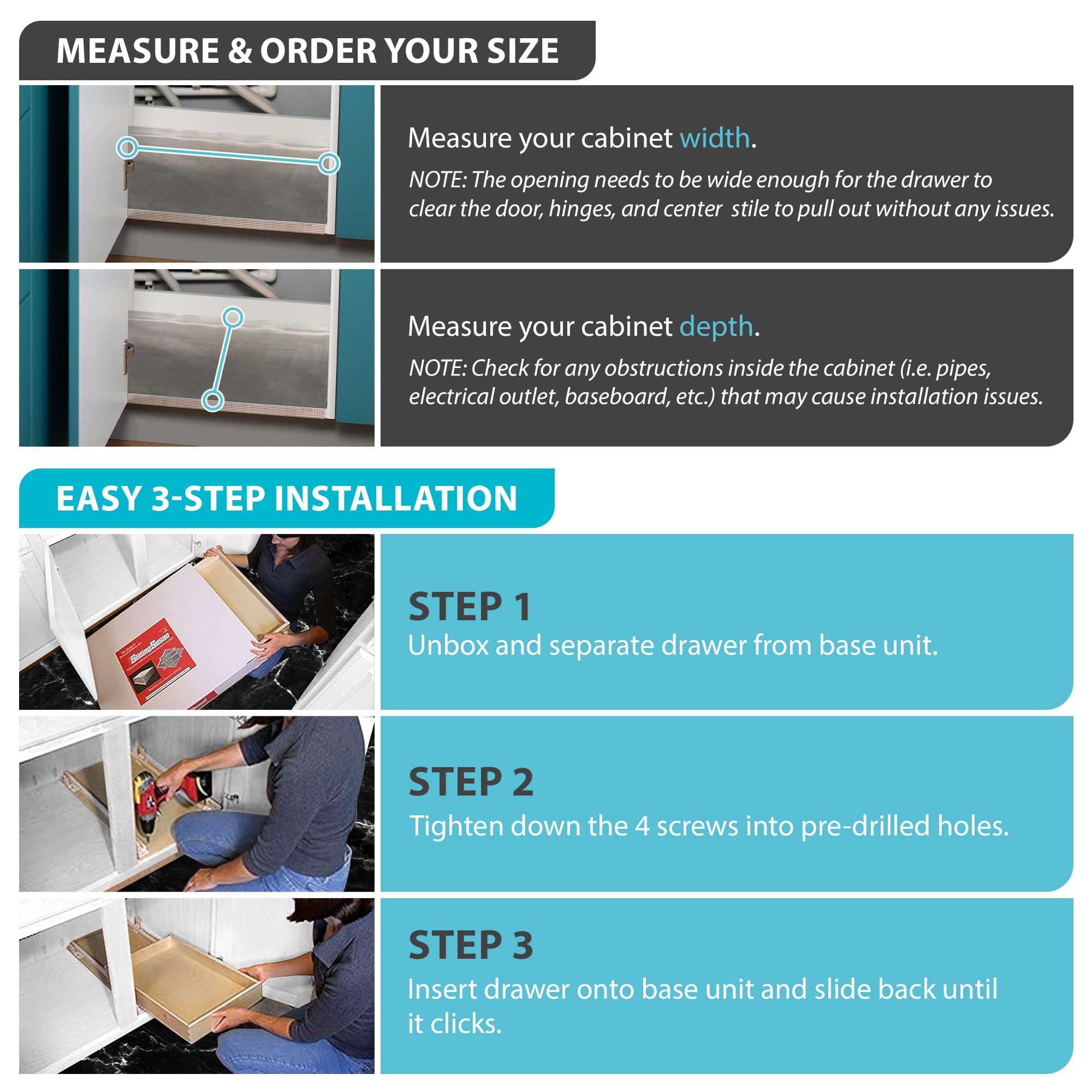 Pull Out Drawer Organizer for Cabinets - 16