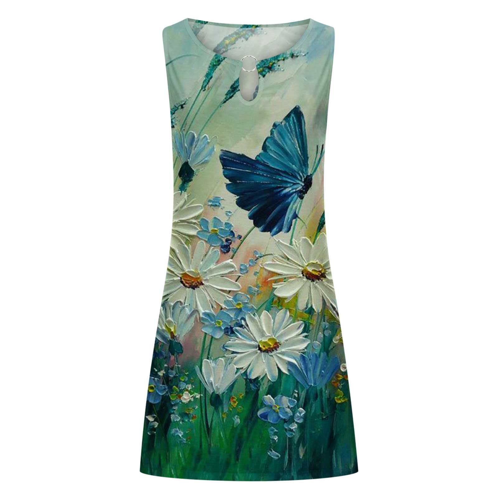 2024 Women's Summer Dresses - Casual Sleeveless Boho Flowy Sundress for Beach Vacation & Outdoor Activities | Perfect for Pool Parties, Tropical Getaways and Summer Festivals
