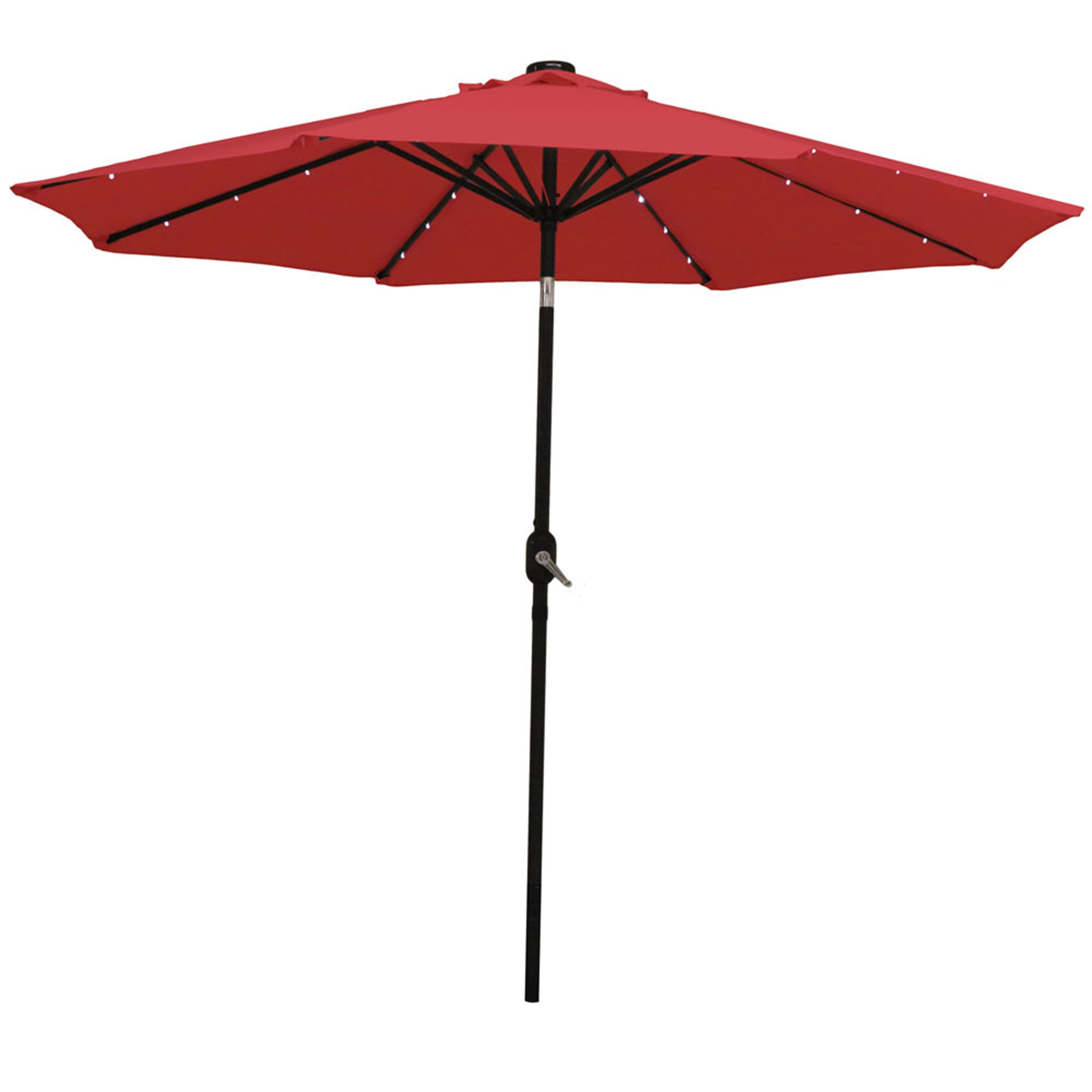 Sunnydaze 9-Foot Solar LED Outdoor Patio Umbrella with Tilt & Crank - Perfect for Poolside, Backyard, and Garden Relaxation