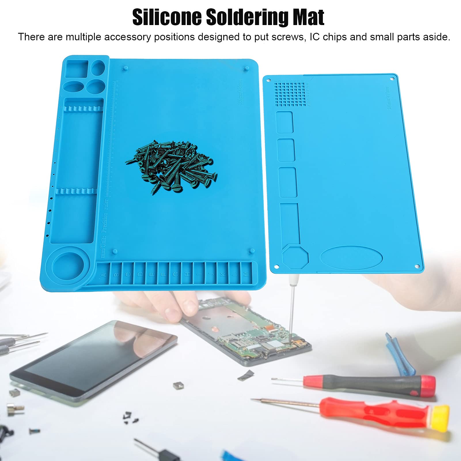 High-Temperature Silicone Soldering Mat - Anti-Static Heat Resistant Repair Mat for Phone, PC & Electronics - Perfect for Welding, Soldering & DIY Repairs at Home or Workshop