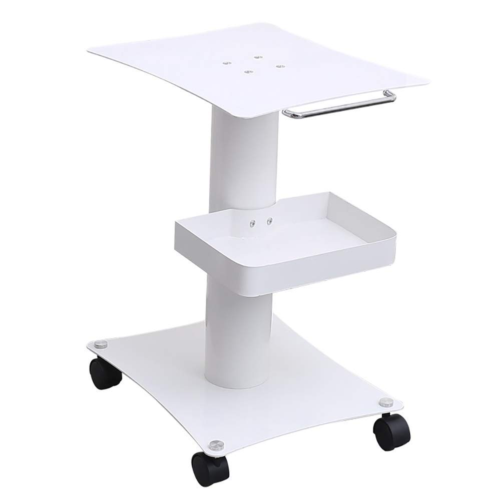 2-Tier White Salon Utility Cart with Drawer & Wheels - 50kg Capacity Rolling Beauty Trolley for Hairdressing, Medical Supplies & Salon Organization - Perfect for Salon Styling, Spa Treatments & Mobile Healthcare Services