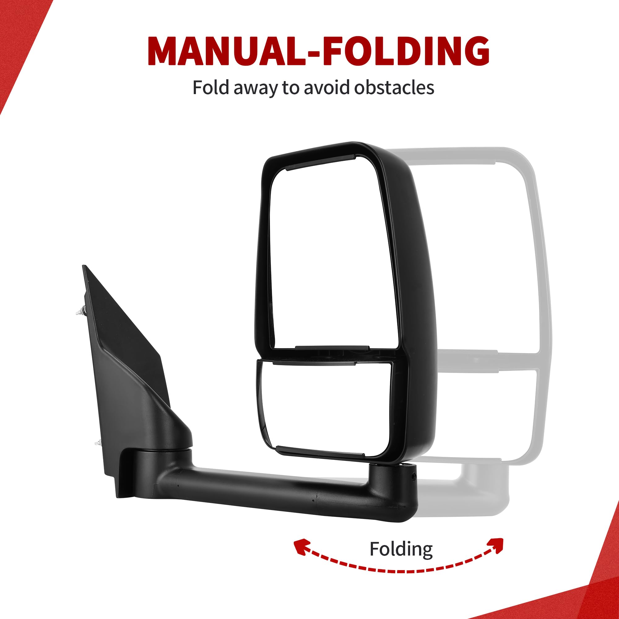 YITAMOTOR Right Passenger Side Towing Mirror for 2003-2019 Chevy Express & GMC Savana 1500/2500/3500 - Manual Folding, Adjustable Black Tow Mirror - Perfect for Towing, RV Camping & Heavy-Duty Hauling