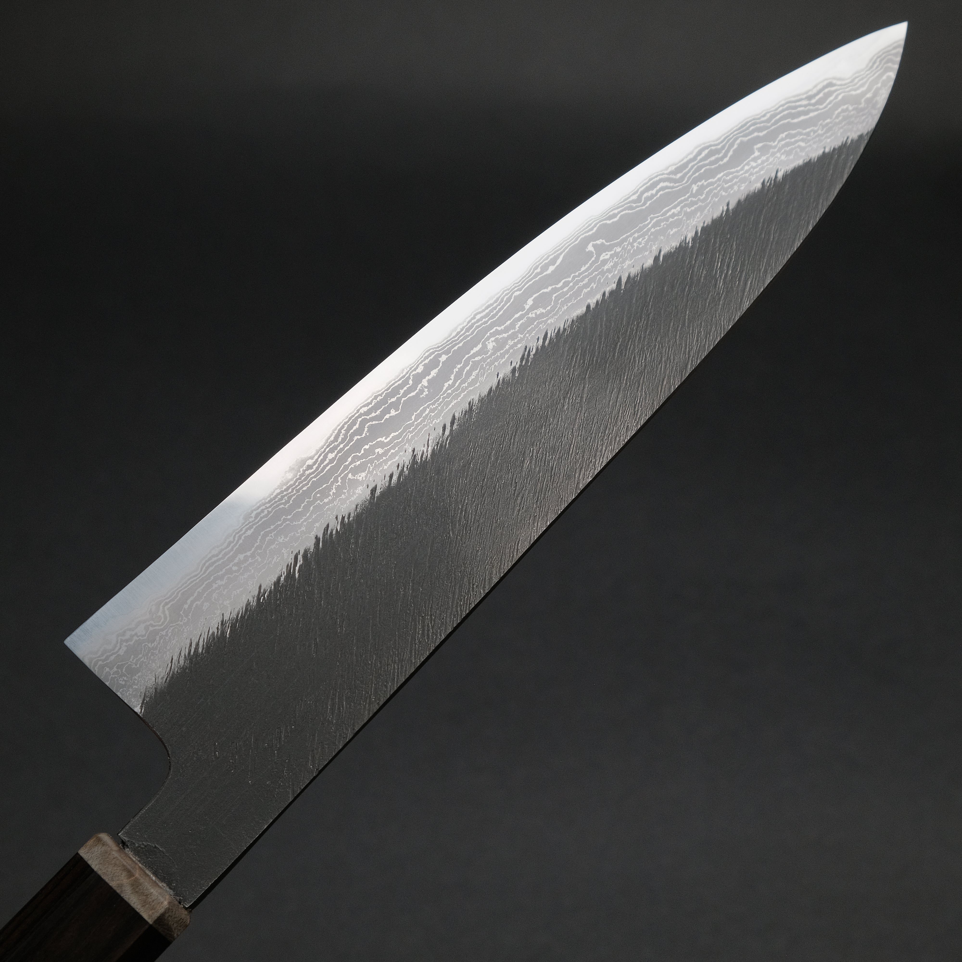 Premium Ajikataya White #2 Matsuba Damascus Gyuto 210mm Chef Knife - Ebony & Stabilized Wood Handle (#12) - Perfect for Sushi, Meat Slicing & Professional Kitchen Use